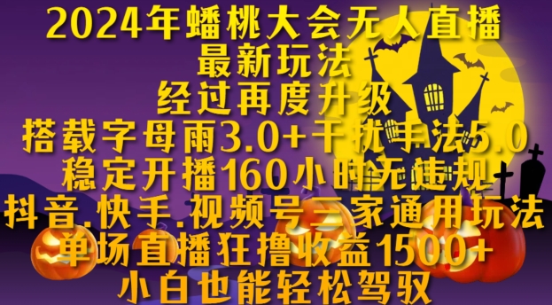 2024年蟠桃大会无人直播最新玩法，稳定开播160小时无违规，抖音、快手、视频号三家通用玩法【揭秘】插图